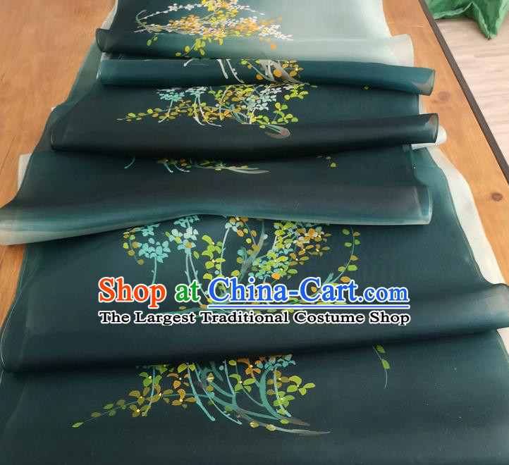 Chinese Traditional Pattern Design Atrovirens Silk Fabric Brocade Asian Satin Material