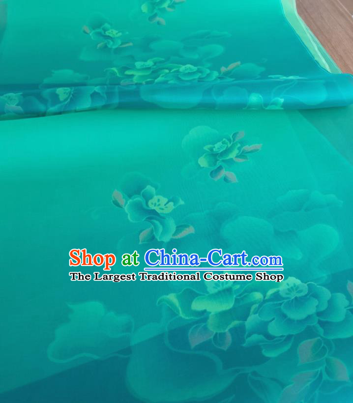 Chinese Traditional Pattern Design Green Silk Fabric Brocade Asian Satin Material