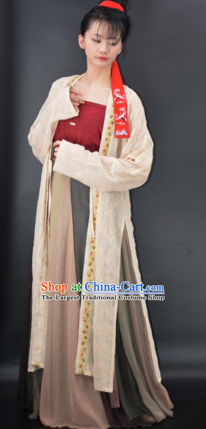 Chinese Traditional Song Dynasty Young Lady Replica Costumes Ancient Country Girl Hanfu Dress for Women