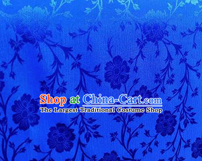 Chinese Traditional Flowers Pattern Design Deep Blue Satin Brocade Fabric Asian Silk Material