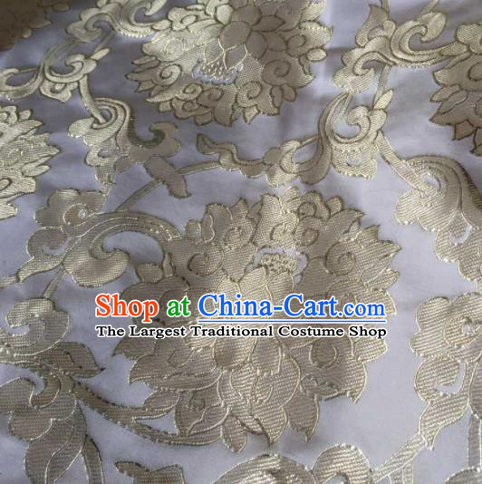 Chinese Traditional Lotus Pattern Design Lilac Satin Hanfu Brocade Fabric Asian Silk Material