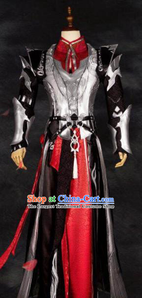 Chinese Ancient Drama Cosplay General Red Armor Clothing Traditional Hanfu Swordsman Costume for Men