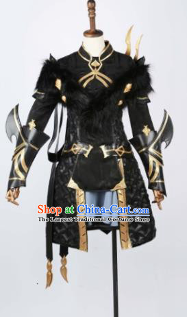 Chinese Ancient Cosplay Female General Armor Heroine Black Dress Traditional Hanfu Swordsman Costume for Women