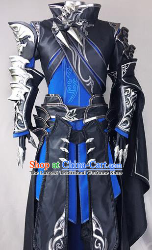 Chinese Ancient Drama Cosplay General Black Armor Clothing Traditional Hanfu Swordsman Costume for Men