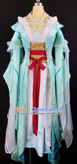 Chinese Ancient Cosplay Imperial Consort Green Dress Traditional Hanfu Female Swordsman Costume for Women