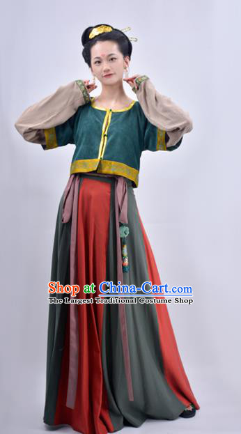 Chinese Traditional Tang Dynasty Court Maidservant Replica Costumes Ancient Palace Lady Hanfu Dress for Women