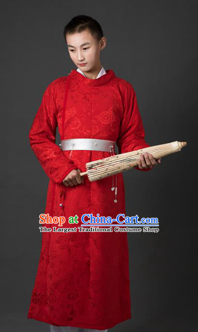 Chinese Ancient Drama Cosplay Imperial Bodyguard Red Clothing Traditional Hanfu Swordsman Costume for Men