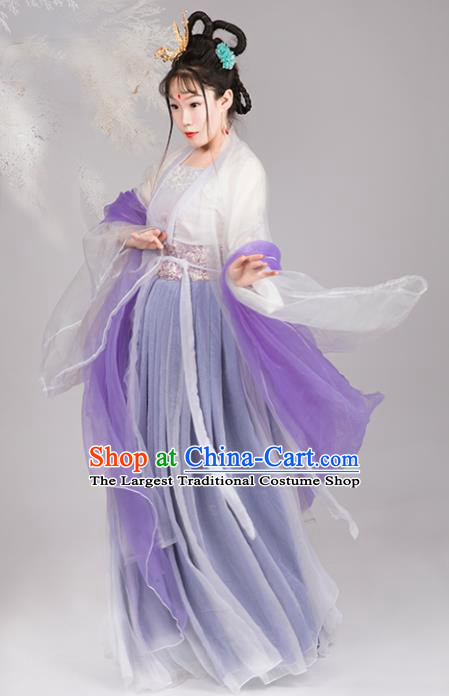 Chinese Traditional Tang Dynasty Imperial Consort Replica Costumes Ancient Goddess Chang E Hanfu Dress for Women