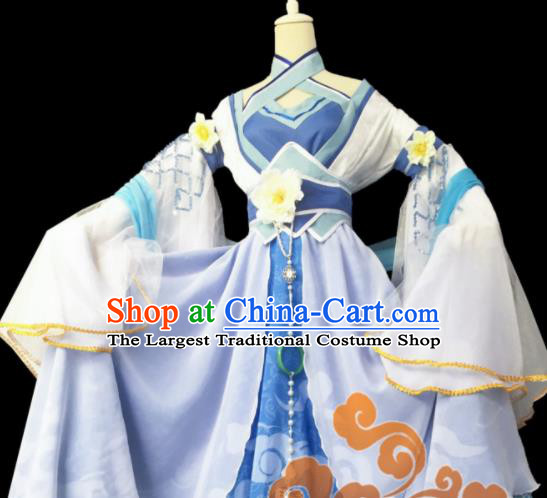 Chinese Traditional Cosplay Fairy Princess Lilac Dress Custom Ancient Courtesan Swordswoman Costume for Women