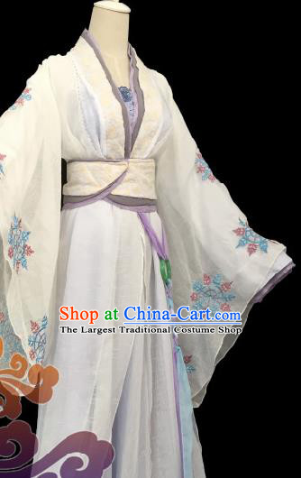 Traditional Chinese Cosplay Imperial Consort White Dress Ancient Swordswoman Costume for Women