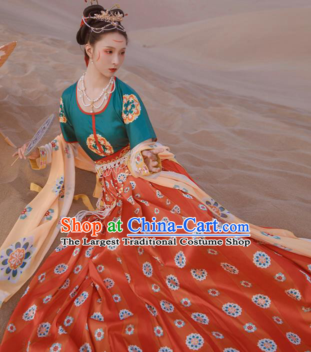 Ancinet Chinese Tang Dynasty Royal Princess Hanfu Dress Traditional Flying Apsaras Dance Replica Costumes for Women