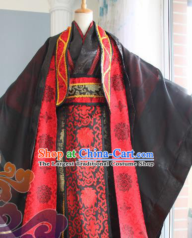 Custom Chinese Ancient Royal Highness Black Clothing Traditional Cosplay Emperor Swordsman Costume for Men