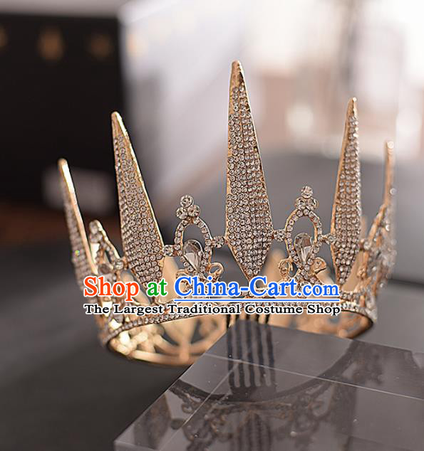 Top Grade Handmade Baroque Zircon Royal Crown Traditional Princess Wedding Hair Accessories for Women