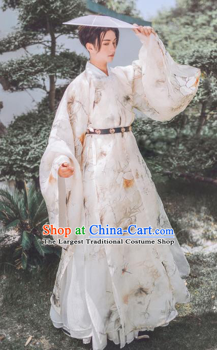 Traditional Chinese Ming Dynasty Swordsman Hanfu Clothing Ancient Nobility Childe Replica Costumes for Men