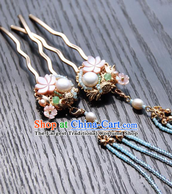 Chinese Ancient Princess Lotus Hair Claws Hairpins Traditional Handmade Hanfu Hair Accessories for Women