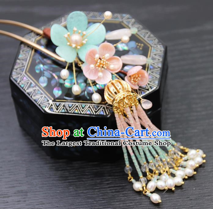 Chinese Ancient Princess Beads Tassel Hair Clip Hairpins Traditional Handmade Hanfu Hair Accessories for Women