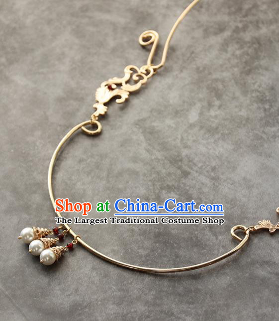 Chinese Ancient Court Golden Necklace Traditional Princess Hanfu Wedding Accessories for Women