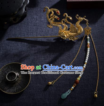 Chinese Ancient Princess Phoenix Tassel Hair Clip Hairpins Traditional Handmade Hanfu Hair Accessories for Women