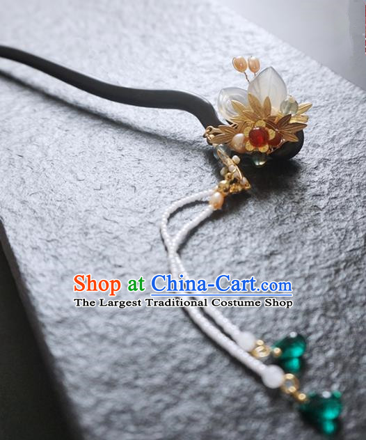 Chinese Ancient Princess Bamboo Leaf Ebony Hairpins Traditional Handmade Hanfu Hair Accessories for Women