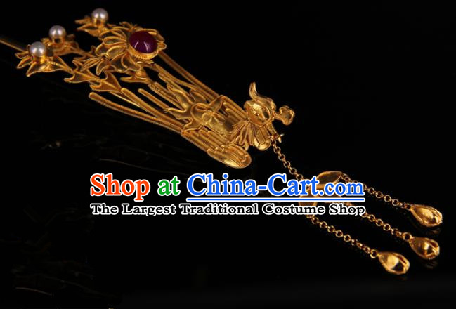 Chinese Handmade Ancient Ming Dynasty Queen Phoenix Step Shake Hairpins Traditional Hanfu Court Hair Accessories for Women