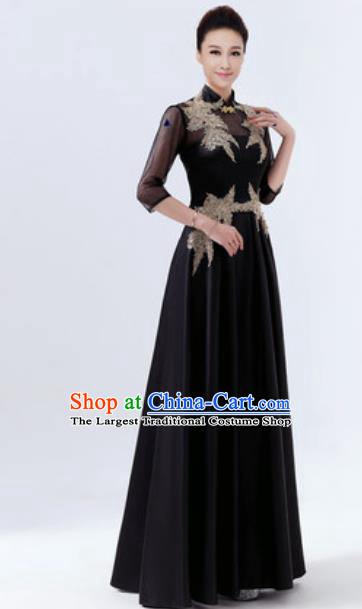 Customized Chinese Chorus Black Full Dress Professional Modern Dance Stage Performance Costumes for Women