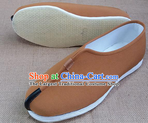 Traditional Chinese Monk Ginger Shoes Handmade Multi Layered Cloth Shoes Martial Arts Shoes for Men