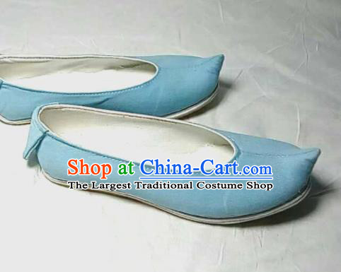 Traditional Chinese Light Blue Cloth Shoes Handmade Hanfu Shoes Ancient Princess Shoes for Women