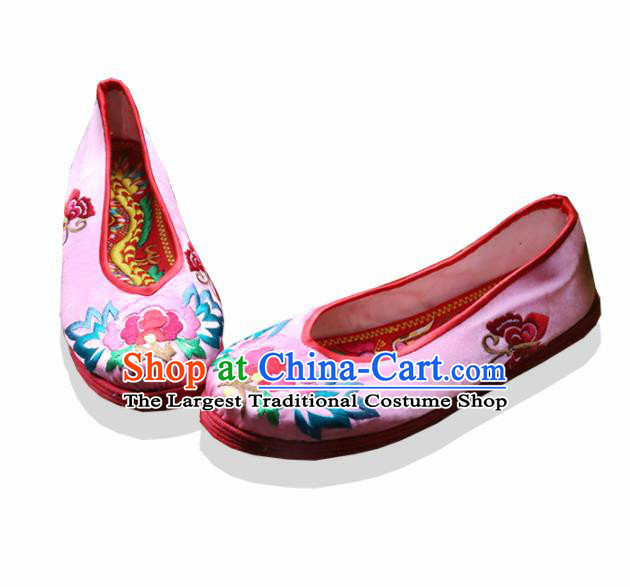 Traditional Chinese Pink Embroidered Shoes Handmade Hanfu Shoes Ancient Princess Shoes for Women