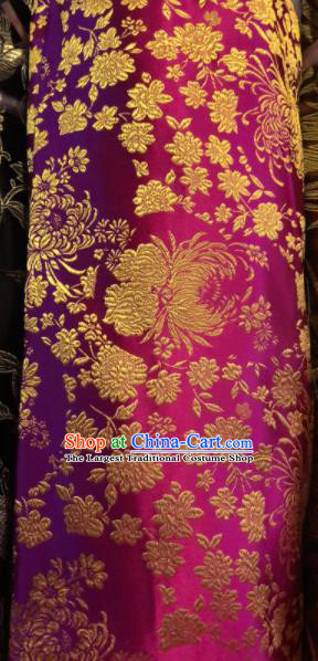 Asian Chinese Traditional Chrysanthemum Pattern Design Rosy Brocade Fabric Cheongsam Silk Material