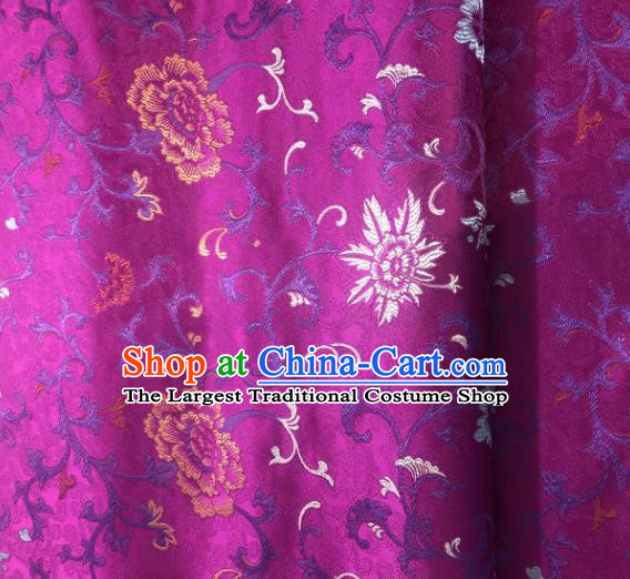 Asian Chinese Traditional Maguey Pattern Design Purple Brocade Fabric Cheongsam Silk Material