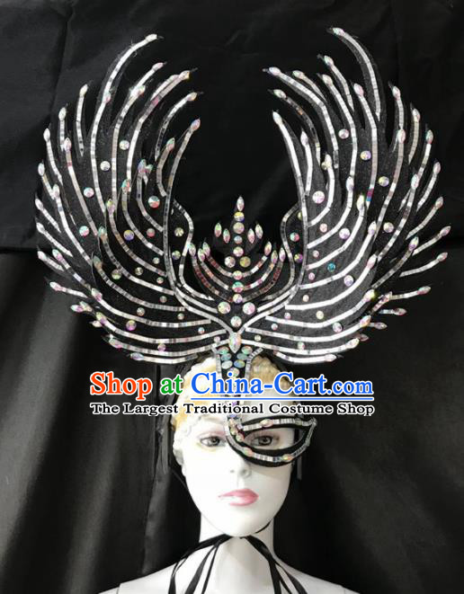 Customized Halloween Carnival Black Hair Accessories Brazil Parade Samba Dance Headpiece for Women