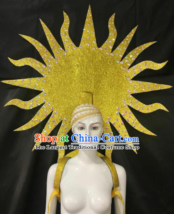 Customized Halloween Samba Dance Props Brazil Parade Golden Wings Backboard and Headpiece for Women