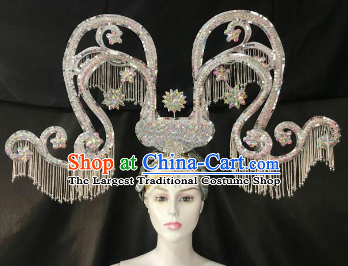 Customized Halloween Carnival Stage Show Deluxe Giant Hair Accessories Brazil Parade Samba Dance Headpiece for Women