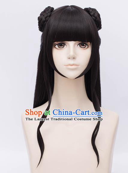 Customized Chinese Cosplay Young Lady Wigs Ancient Swordswoman Hair Accessories Wig Sheath
