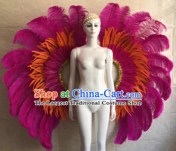 Customized Halloween Samba Dance Prop Brazil Parade Rosy Feather Wings Giant Backboard for Women