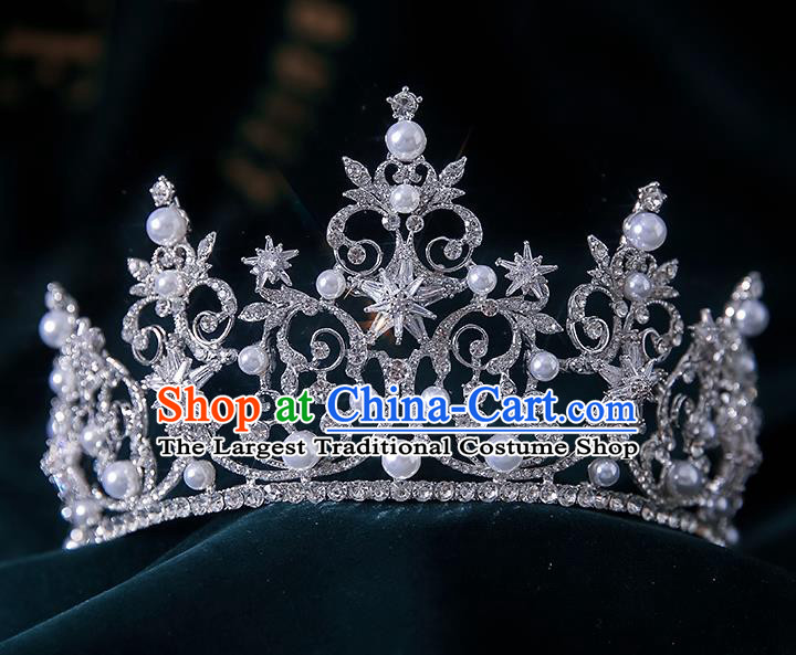 Top Grade Handmade Princess Zircon Hexagram Royal Crown Wedding Bride Hair Accessories for Women