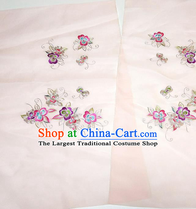 Asian Chinese Traditional Embroidered Pattern Design Light Pink Silk Fabric China Hanfu Silk Material