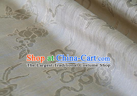 Asian Chinese Traditional Auspicious Pattern Design Beige Brocade China Hanfu Silk Fabric Material