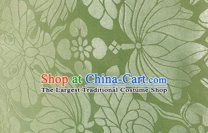 Asian Chinese Traditional Lotus Pattern Design Green Brocade China Hanfu Satin Silk Fabric Material