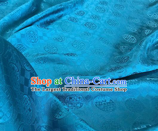 Asian Chinese Traditional Pattern Design Blue Silk Fabric China Qipao Material