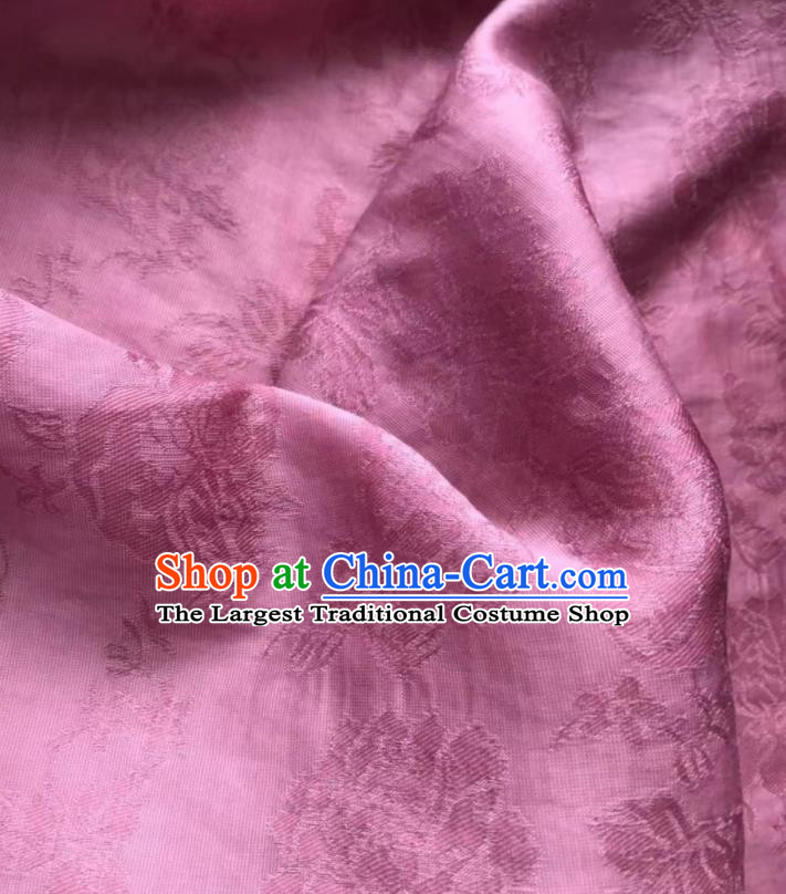 Asian Chinese Traditional Jacquard Peony Pattern Design Rosy Silk Fabric China Qipao Material