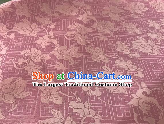 Asian Chinese Traditional Peony Pattern Design Pink Satin China Qipao Silk Fabric Material