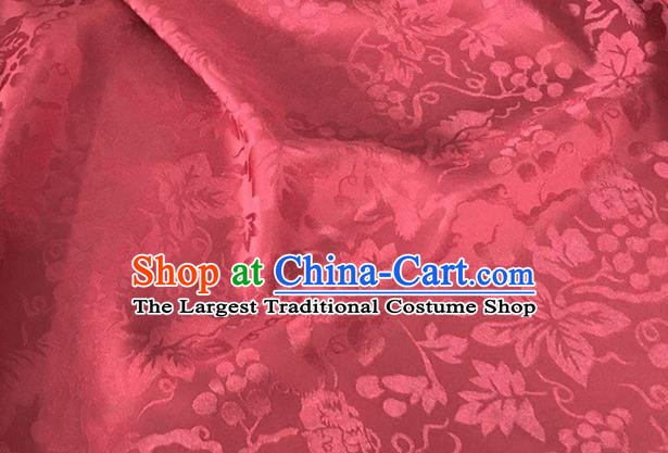 Asian Chinese Traditional Grape Pattern Design Begonia Red Brocade China Hanfu Satin Fabric Material