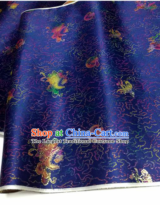 Asian Chinese Traditional Pattern Design Royalblue Brocade Silk Fabric China Hanfu Satin Material