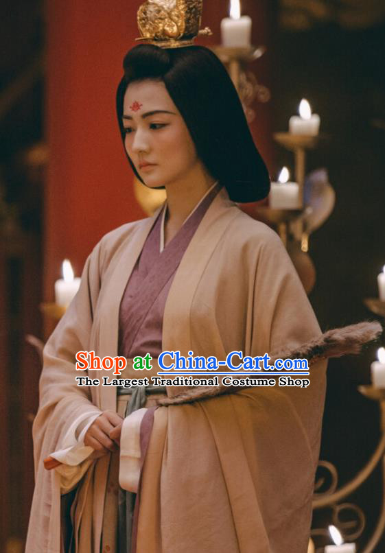 Ancient Chinese Tang Dynasty Empress Dress Drama the Longest Day in Chang An Yan Yuhuan Replica Costumes and Headpiece for Women