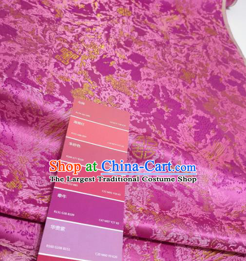 Chinese Traditional Royal Pattern Design Rosy Brocade Fabric Asian Satin China Hanfu Silk Material