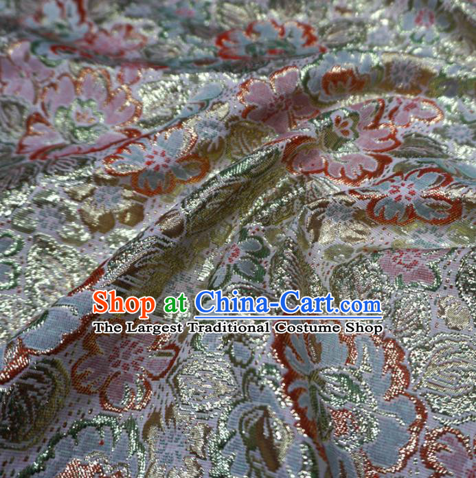 Chinese Traditional Pattern Design White Brocade Fabric Asian Satin China Hanfu Silk Material