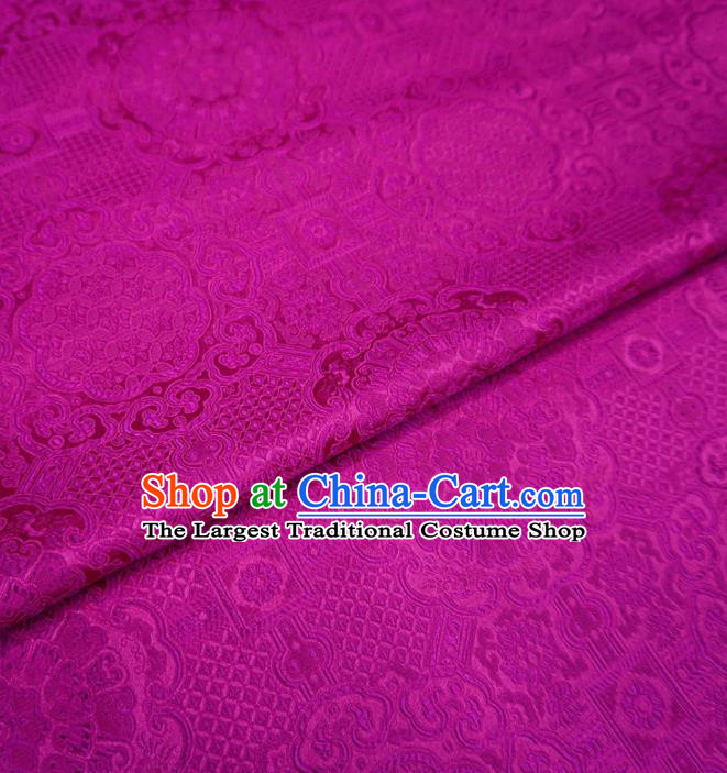 Chinese Traditional Royal Pattern Design Rosy Brocade Fabric Asian Satin China Hanfu Silk Material