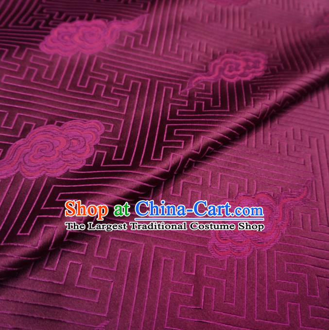 Chinese Traditional Clouds Pattern Design Purple Brocade Fabric Asian Satin China Hanfu Silk Material