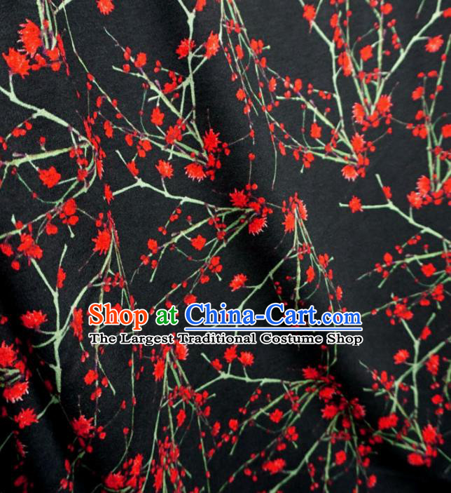 Chinese Traditional Plum Pattern Design Black Brocade Fabric Asian Satin China Hanfu Silk Material